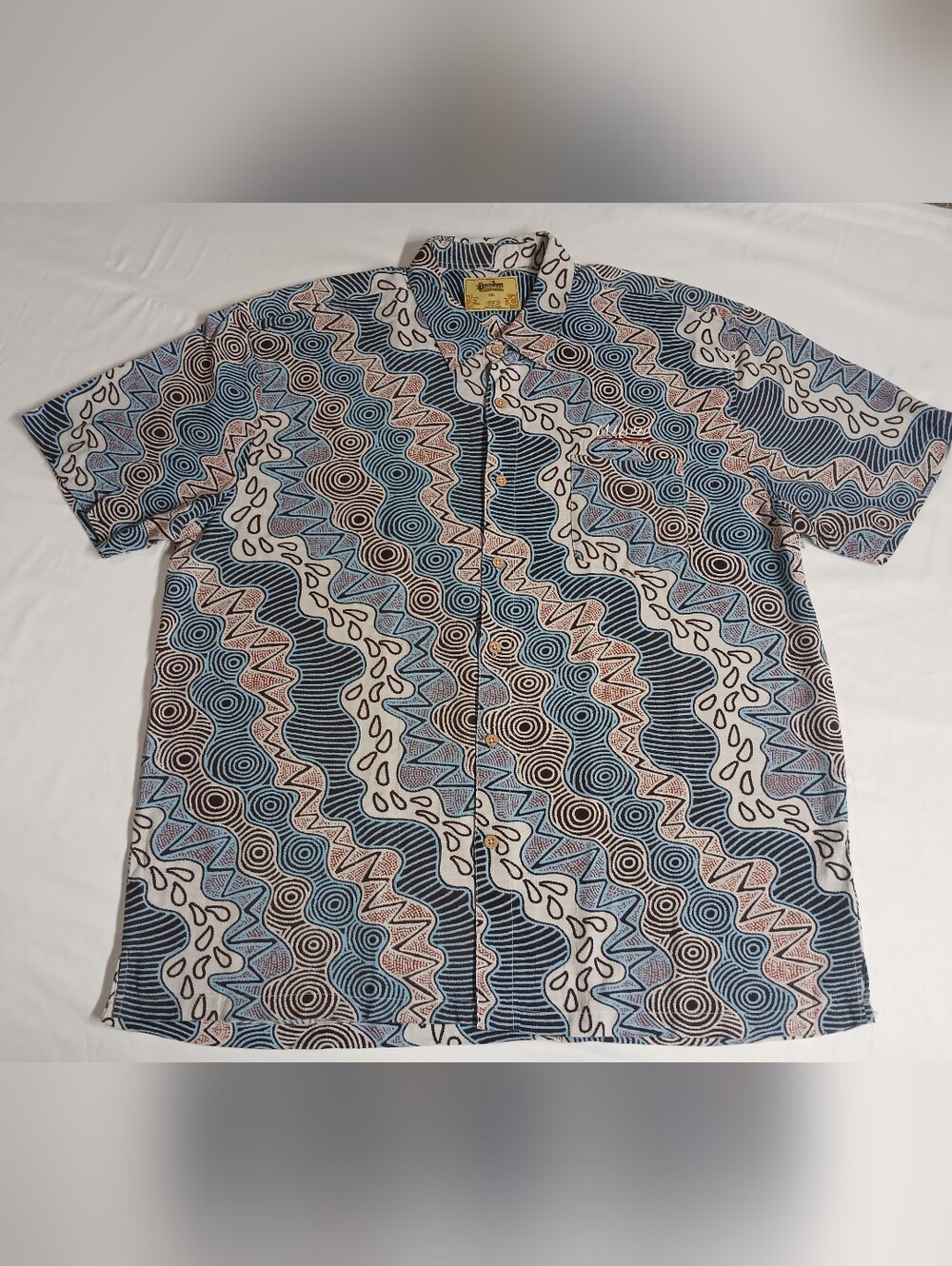 Men’s Bamboo Dreaming 3XL Shirt Abstract Tribal Art Button Up